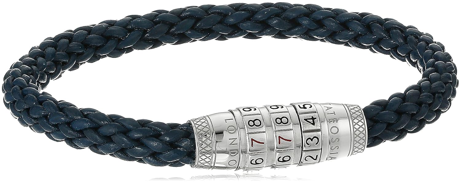 tateossian lock 777 组合扣全新编织皮革手链